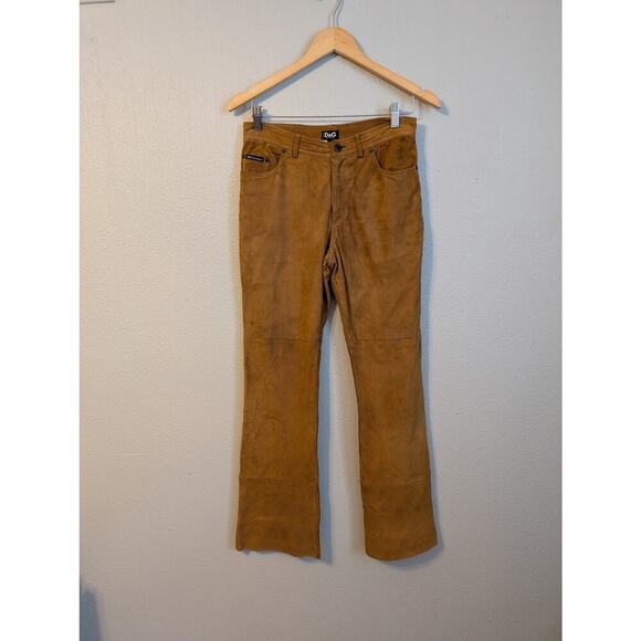 Vintage Y2K Dolce & Gabbana Suede Pants Womens 26/40  Bootcut Mid Rise - Picture 1 of 13
